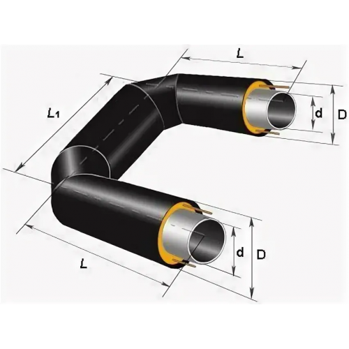 П-образный компенсатор ППУ ПЭ тип 1 09Г2С 32х3х44х1000 мм ГОСТ 8732-78
